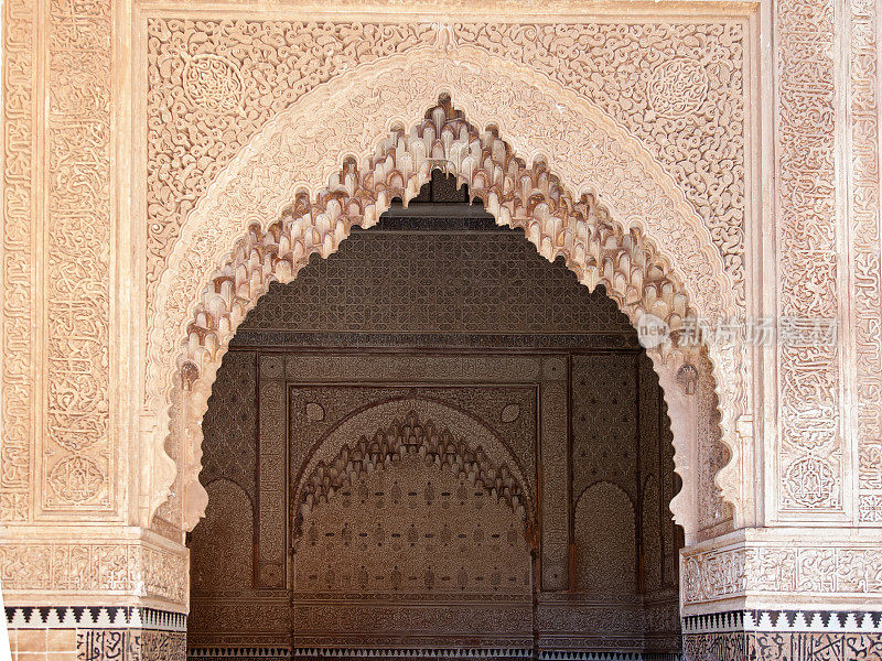 摩洛哥马拉喀什的Ali Ben Youssef Madrassa。